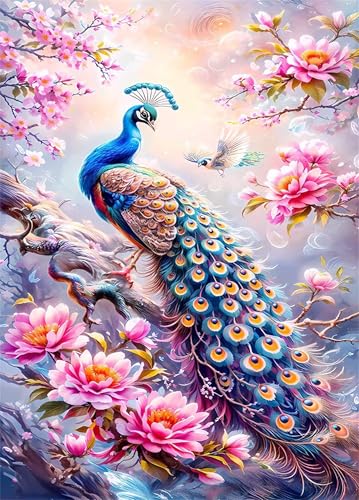 Puzzle 500 Teile EIN Herausforderndes Rätsel Pädagogisches Spielzeug Geschenke Klassische Blumen Pfau Puzzles Für Erwachsene,Jigsaw Puzzle für Die Ganze Familie 52x38 cm von Lituor