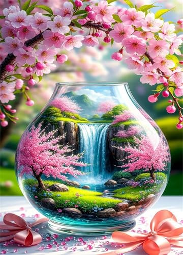 Puzzle 500 Teile EIN Herausforderndes Rätsel Pädagogisches Spielzeug Geschenke Klassische Blumenbecher-Wasserfall Puzzles Für Erwachsene,Jigsaw Puzzle für Die Ganze Familie 52x38 cm von Lituor