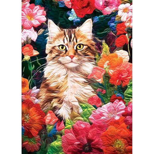 Puzzle 500 Teile EIN Herausforderndes Rätsel Pädagogisches Spielzeug Geschenke Klassische Blumenkatze Puzzles Für Erwachsene,Jigsaw Puzzle für Die Ganze Familie 52x38 cm von Lituor