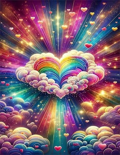 Puzzle 500 Teile EIN Herausforderndes Rätsel Pädagogisches Spielzeug Geschenke Klassische Bunte Herzwolken Puzzles Für Erwachsene,Jigsaw Puzzle für Die Ganze Familie 52x38 cm von Lituor