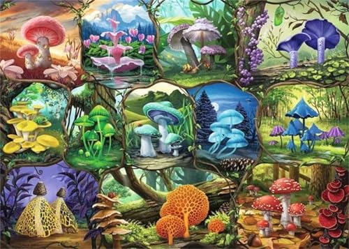 Puzzle 500 Teile EIN Herausforderndes Rätsel Pädagogisches Spielzeug Geschenke Klassische Bunte Pilze Puzzles Für Erwachsene,Jigsaw Puzzle für Die Ganze Familie 52x38 cm von Lituor