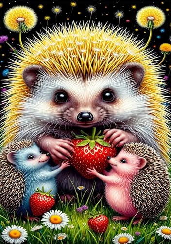 Puzzle 500 Teile EIN Herausforderndes Rätsel Pädagogisches Spielzeug Geschenke Klassische Erdbeerigelfamilie Puzzles Für Erwachsene,Jigsaw Puzzle für Die Ganze Familie 52x38 cm von Lituor