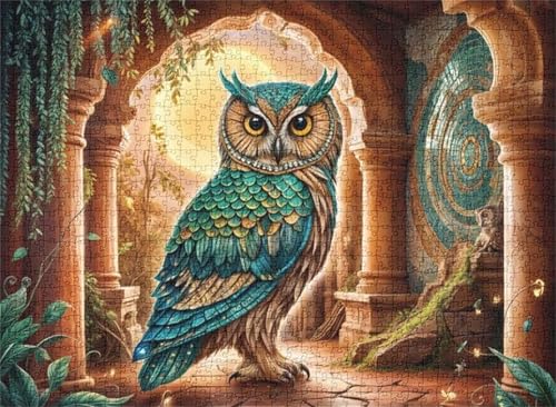 Puzzle 500 Teile EIN Herausforderndes Rätsel Pädagogisches Spielzeug Geschenke Klassische Eulenlandschaft Puzzles Für Erwachsene,Jigsaw Puzzle für Die Ganze Familie 52x38 cm von Lituor