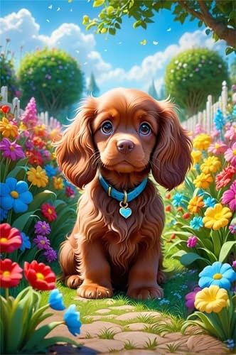 Puzzle 500 Teile EIN Herausforderndes Rätsel Pädagogisches Spielzeug Geschenke Klassische Gartenhund Puzzles Für Erwachsene,Jigsaw Puzzle für Die Ganze Familie 52x38 cm von Lituor