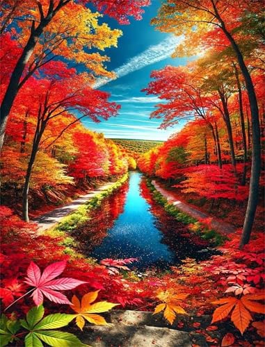 Puzzle 500 Teile EIN Herausforderndes Rätsel Pädagogisches Spielzeug Geschenke Klassische Herbst Ahorn Wald Fluss Puzzles Für Erwachsene,Jigsaw Puzzle für Die Ganze Familie 52x38 cm von Lituor