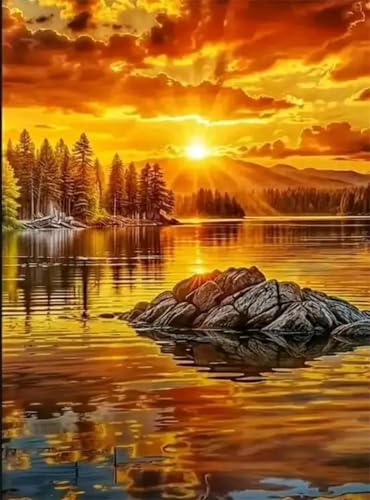 Puzzle 500 Teile EIN Herausforderndes Rätsel Pädagogisches Spielzeug Geschenke Klassische Herbst Sonnenuntergang See Puzzles Für Erwachsene,Jigsaw Puzzle für Die Ganze Familie 52x38 cm von Lituor