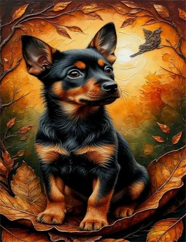 Puzzle 500 Teile EIN Herausforderndes Rätsel Pädagogisches Spielzeug Geschenke Klassische Herbstblatthund Puzzles Für Erwachsene,Jigsaw Puzzle für Die Ganze Familie 52x38 cm von Lituor