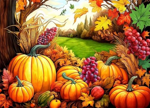Puzzle 500 Teile EIN Herausforderndes Rätsel Pädagogisches Spielzeug Geschenke Klassische Herbstkürbisfrüchte Puzzles Für Erwachsene,Jigsaw Puzzle für Die Ganze Familie 52x38 cm von Lituor