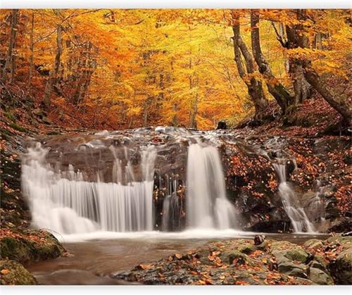 Puzzle 500 Teile EIN Herausforderndes Rätsel Pädagogisches Spielzeug Geschenke Klassische Herbstwald-Wasserfall Puzzles Für Erwachsene,Jigsaw Puzzle für Die Ganze Familie 52x38 cm von Lituor