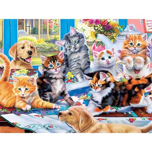 Puzzle 500 Teile EIN Herausforderndes Rätsel Pädagogisches Spielzeug Geschenke Klassische Katzen Hunde Tiere Puzzles Für Erwachsene,Jigsaw Puzzle für Die Ganze Familie 52x38 cm von Lituor
