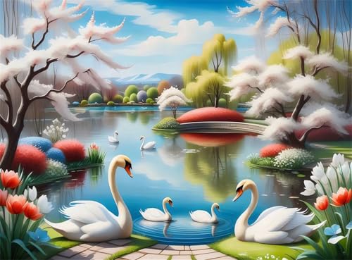 Puzzle 500 Teile EIN Herausforderndes Rätsel Pädagogisches Spielzeug Geschenke Klassische Malerischer See Schwäne Puzzles Für Erwachsene,Jigsaw Puzzle für Die Ganze Familie 52x38 cm von Lituor