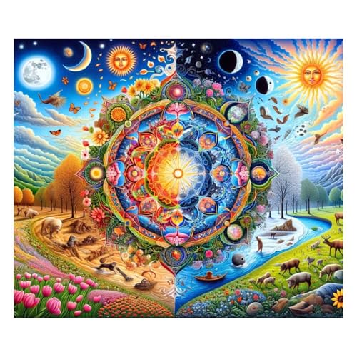 Puzzle 500 Teile EIN Herausforderndes Rätsel Pädagogisches Spielzeug Geschenke Klassische Mandala Landschaft Tiere Puzzles Für Erwachsene,Jigsaw Puzzle für Die Ganze Familie 52x38 cm von Lituor