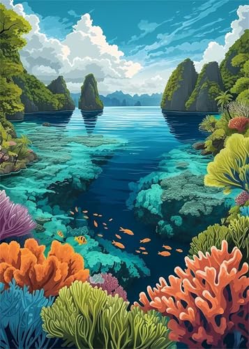 Puzzle 500 Teile EIN Herausforderndes Rätsel Pädagogisches Spielzeug Geschenke Klassische Meereskorallen Puzzles Für Erwachsene,Jigsaw Puzzle für Die Ganze Familie 52x38 cm von Lituor