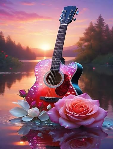 Puzzle 500 Teile EIN Herausforderndes Rätsel Pädagogisches Spielzeug Geschenke Klassische Rose Lake Gitarre Puzzles Für Erwachsene,Jigsaw Puzzle für Die Ganze Familie 52x38 cm von Lituor