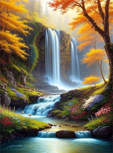 Puzzle 500 Teile EIN Herausforderndes Rätsel Pädagogisches Spielzeug Geschenke Klassische Wald-Wasserfall-Landschaft Puzzles Für Erwachsene,Jigsaw Puzzle für Die Ganze Familie 52x38 cm von Lituor