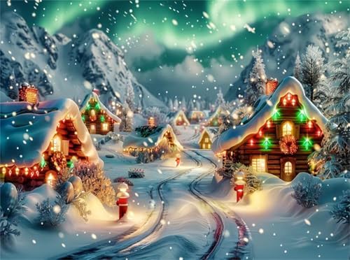 Puzzle 500 Teile EIN Herausforderndes Rätsel Pädagogisches Spielzeug Geschenke Klassische Weihnachts-Country-Nacht Puzzles Für Erwachsene,Jigsaw Puzzle für Die Ganze Familie 52x38 cm von Lituor