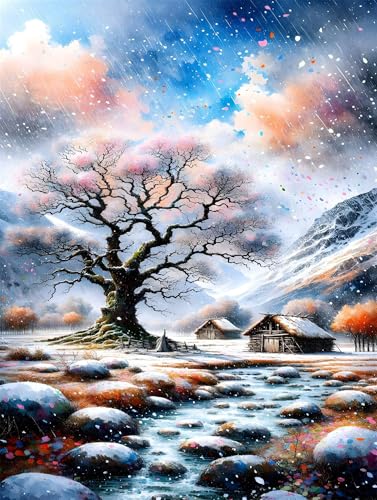 Puzzle 500 Teile EIN Herausforderndes Rätsel Pädagogisches Spielzeug Geschenke Klassische Winterhüttenbaum Puzzles Für Erwachsene,Jigsaw Puzzle für Die Ganze Familie 52x38 cm von Lituor