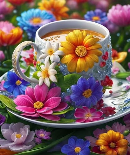 Puzzle 70 Teile,Puzzle für Erwachsene,EIN Herausforderndes Rätsel,Puzzles 70 Teile Erwachsene,Puzzlespiele Für Die Ganze Familie Geschenke,Blumen Kaffeetasse von Lituor