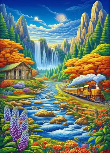 Puzzle 70 Teile,Puzzle für Erwachsene,EIN Herausforderndes Rätsel,Puzzles 70 Teile Erwachsene,Puzzlespiele Für Die Ganze Familie Geschenke,Ländlicher Landschaftszug von Lituor