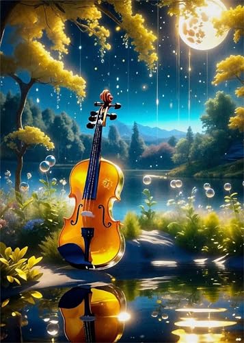Puzzle 70 Teile,Puzzle für Erwachsene,EIN Herausforderndes Rätsel,Puzzles 70 Teile Erwachsene,Puzzlespiele Für Die Ganze Familie Geschenke,Moonlight Lake Cello von Lituor