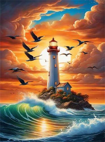 Puzzle 70 Teile,Puzzle für Erwachsene,EIN Herausforderndes Rätsel,Puzzles 70 Teile Erwachsene,Puzzlespiele Für Die Ganze Familie Geschenke,Sonnenuntergang Leuchtturm Vögel von Lituor