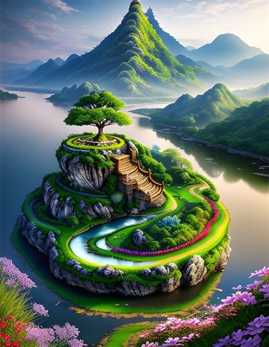 Puzzle 70 Teile EIN Herausforderndes Rätsel Pädagogisches Spielzeug Geschenke Klassische Grüne Insellandschaft Puzzles Für Erwachsene,Jigsaw Puzzle für Die Ganze Familie 20x15 cm von Lituor