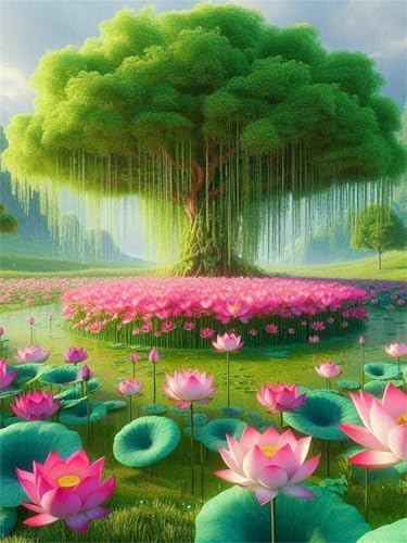Puzzle 70 Teile EIN Herausforderndes Rätsel Pädagogisches Spielzeug Geschenke Klassische Grüner Baumlotus Puzzles Für Erwachsene,Jigsaw Puzzle für Die Ganze Familie 20x15 cm von Lituor