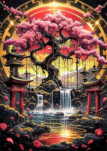 Puzzle 70 Teile EIN Herausforderndes Rätsel Pädagogisches Spielzeug Geschenke Klassische Japanischer Landschaftsbaum Puzzles Für Erwachsene,Jigsaw Puzzle für Die Ganze Familie 20x15 cm von Lituor