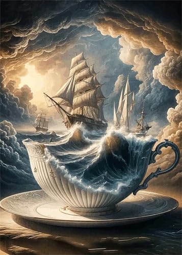 Puzzle 70 Teile EIN Herausforderndes Rätsel Pädagogisches Spielzeug Geschenke Klassische Segelboot Tasse Wellen Puzzles Für Erwachsene,Jigsaw Puzzle für Die Ganze Familie 20x15 cm von Lituor
