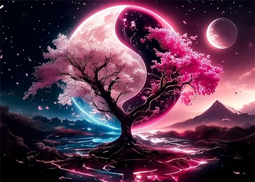 Puzzle 70 Teile EIN Herausforderndes Rätsel Pädagogisches Spielzeug Geschenke Klassische Yin-Yang-Baumlandschaft Puzzles Für Erwachsene,Jigsaw Puzzle für Die Ganze Familie 20x15 cm von Lituor