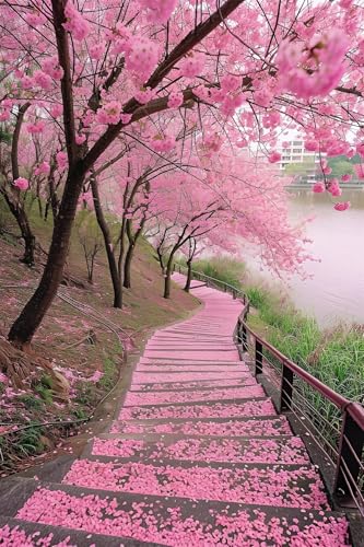 Puzzle 70 Teile Erwachsene Pink Grove Treppe,Klassische Jigsaw Puzzles 20x15 cm,Geschicklichkeitsspiel für die Ganze Familie, Puzzle Farbenfrohes Legespiel Home Dekoration von Lituor