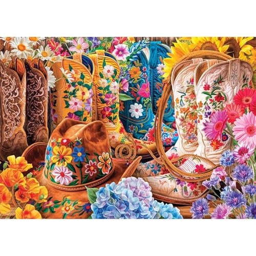 Puzzle 700 Teile,Puzzle für Erwachsene,EIN Herausforderndes Rätsel,Puzzles 700 Teile Erwachsene,Puzzlespiele Für Die Ganze Familie Geschenke,Cowboystiefel mit Blumenmuster von Lituor