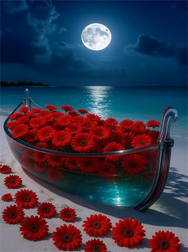 Puzzle 700 Teile,Puzzle für Erwachsene,EIN Herausforderndes Rätsel,Puzzles 700 Teile Erwachsene,Puzzlespiele Für Die Ganze Familie Geschenke,Mond Meer Schiff Blumen von Lituor