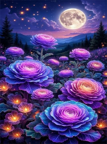 Puzzle 700 Teile,Puzzle für Erwachsene,EIN Herausforderndes Rätsel,Puzzles 700 Teile Erwachsene,Puzzlespiele Für Die Ganze Familie Geschenke,Mondlicht-Blumenlandschaft von Lituor