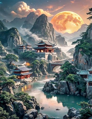 Puzzle 700 Teile EIN Herausforderndes Rätsel Pädagogisches Spielzeug Geschenke Klassische Bergpalastlandschaft Puzzles Für Erwachsene,Jigsaw Puzzle für Die Ganze Familie 52x38 cm von Lituor