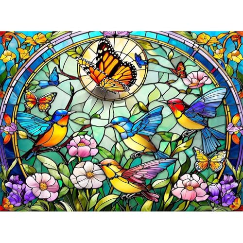 Puzzle 700 Teile EIN Herausforderndes Rätsel Pädagogisches Spielzeug Geschenke Klassische Buntglasvögel Puzzles Für Erwachsene,Jigsaw Puzzle für Die Ganze Familie 52x38 cm von Lituor