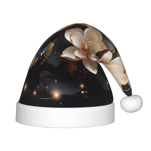 Bohemian Golden Lotus Weihnachtsmütze, Unisex Plüsch Classic Santa Claus Hat, für Neujahr Festliche Party Supplies Bohemian Golden Lotus Weihnachtsmütze, Unisex Plüsch Classic Santa Claus Hat, für Neujahr Festliche Party Supplies von LiuMng