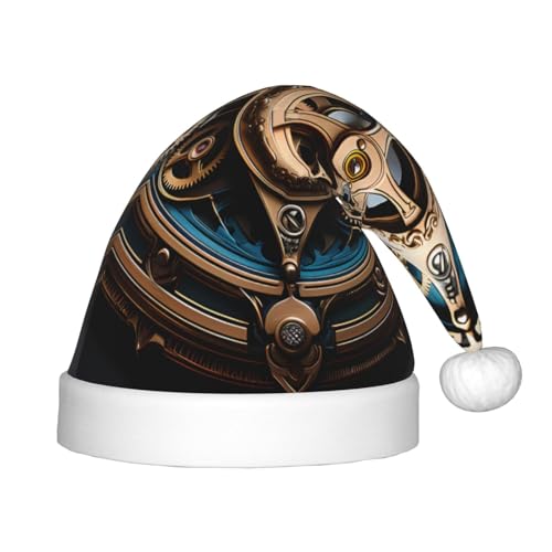 Coole Steampunk Zahnräder Weihnachtsmütze, Unisex Plüsch Klassische Weihnachtsmannmütze, für Neujahr Festliche Party Supplies von LiuMng