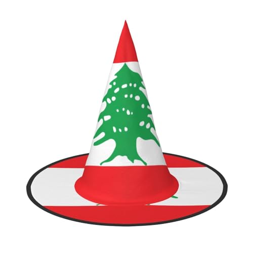 Halloween-Hexenhüte für Frauen – 1 Flagge des Libanon-Druck-Zauberer-Kostümmütze, für Urlaubsparty-Accessoire, Kopfbedeckung Halloween-Hexenhüte für Frauen – 1 Flagge des Libanon-Druck-Zauberer-Kostümmütze, für Urlaubsparty-Accessoire, Kopfbedeckung von LiuMng