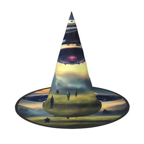 Halloween-Hexenhüte für Frauen – 1 UFO-Landungsdruck Zauberer-Kostümkappe, für Urlaubsparty-Accessoire, Kopfbedeckung Halloween-Hexenhüte für Frauen – 1 UFO-Landungsdruck Zauberer-Kostümkappe, für Urlaubsparty-Accessoire, Kopfbedeckung von LiuMng