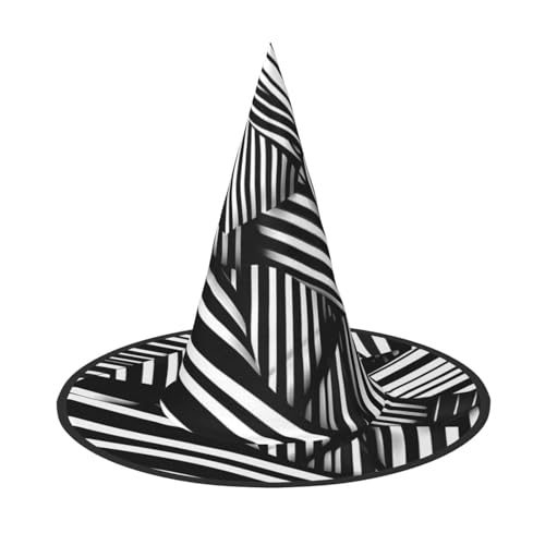 Halloween-Hexenhüte für Frauen – 1 schwarz-weiße geometrische Linien Druck Zauberer Kostüm Kappe für Urlaub Party Zubehör Kopfbedeckung Halloween-Hexenhüte für Frauen – 1 schwarz-weiße geometrische Linien Druck Zauberer Kostüm Kappe für Urlaub Party Zubehör Kopfbedeckung von LiuMng