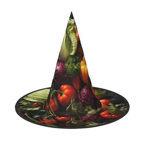 Halloween-Hexenhüte für Frauen – 2 Stück, viel frisches Gemüse, Zauberer-Kostümkappe, für Urlaub, Party, Accessoire, Kopfbedeckung Halloween-Hexenhüte für Frauen – 2 Stück, viel frisches Gemüse, Zauberer-Kostümkappe, für Urlaub, Party, Accessoire, Kopfbedeckung von LiuMng