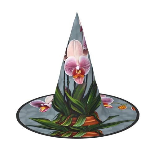 Halloween-Hexenhüte für Frauen – 2 Stück blühende Orchideen, Zauberer-Kostümkappe, für Urlaub, Party, Accessoire, Kopfbedeckung Halloween-Hexenhüte für Frauen – 2 Stück blühende Orchideen, Zauberer-Kostümkappe, für Urlaub, Party, Accessoire, Kopfbedeckung von LiuMng