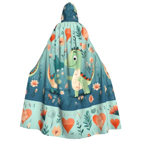 Halloween-Kapuzenumhang für Erwachsene, niedlicher kleiner Dinosaurier-Baby-Druck, Unisex, Zauberer-Umhang, für Urlaub, Party, Cosplay-Kostüme von LiuMng