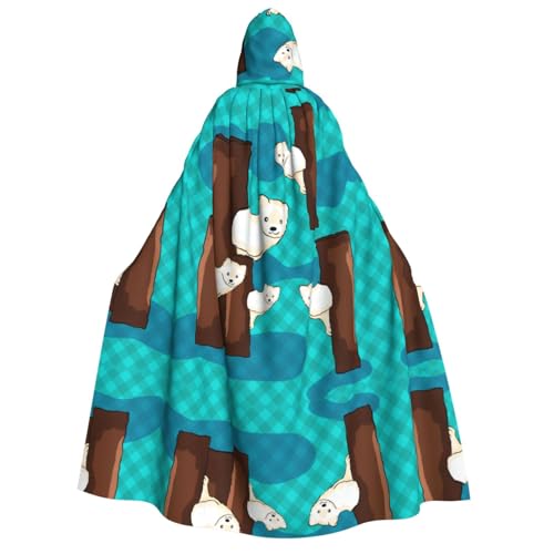 Halloween-Kapuzenumhang für Erwachsene, niedlicher kleiner Waschbär-Druck, Unisex, Zauberer-Umhang, für Urlaub, Party, Cosplay-Kostüme von LiuMng