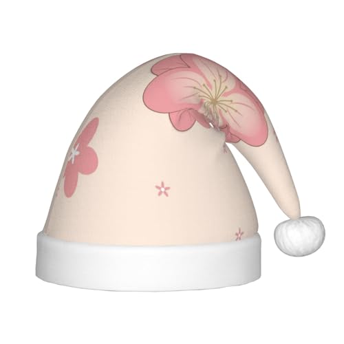 Kleine rosa Kirschblüten Weihnachtsmütze, Unisex, Plüsch, klassisch, Weihnachtsmannmütze, weich, bequem, für Neujahrsparty von LiuMng
