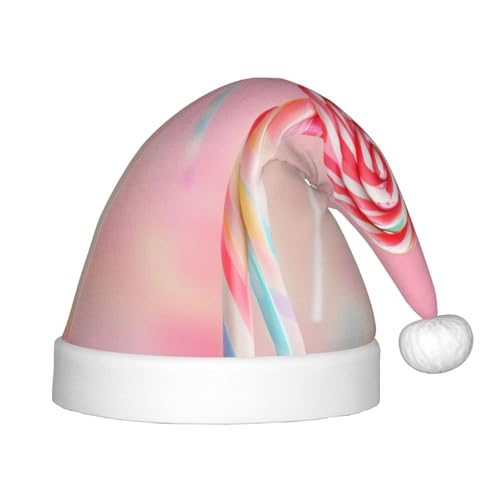 LiuMng Bunte Lollipop-Weihnachtsmütze, Unisex, Plüsch, klassisch, Weihnachtsmannmütze, weich, bequem, für Neujahrsparty von LiuMng