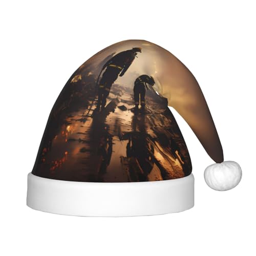 LiuMng Feuerwehrmann Kämpfen Feuer Weihnachtsmütze, Unisex Plüsch Klassische Weihnachtsmannmütze/Weich Bequem für Neujahr Festliche Party Supplies von LiuMng