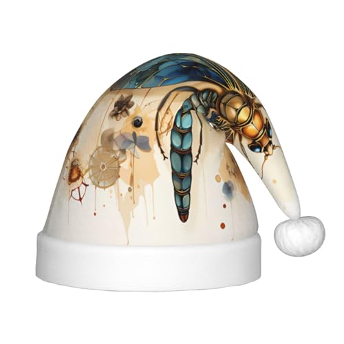 LiuMng Goldene zarte Libelle auf gelbem Hintergrund, Weihnachtsmütze, Unisex, Plüsch, klassisch, Weihnachtsmannmütze, weich, bequem, für Neujahr, festliche Partyzubehör LiuMng Goldene zarte Libelle auf gelbem Hintergrund, Weihnachtsmütze, Unisex, Plüsch, klassisch, Weihnachtsmannmütze, weich, bequem, für Neujahr, festliche Partyzubehör von LiuMng