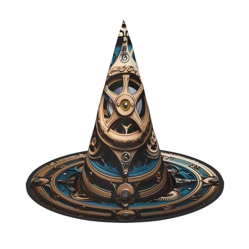 LiuMng Halloween Hexenhüte für Frauen - 1 Coole Steampunk Zahnräder Druck Zauberer Kostüm Kappe für Urlaub Party Zubehör Kopfbedeckung LiuMng Halloween Hexenhüte für Frauen - 1 Coole Steampunk Zahnräder Druck Zauberer Kostüm Kappe für Urlaub Party Zubehör Kopfbedeckung von LiuMng